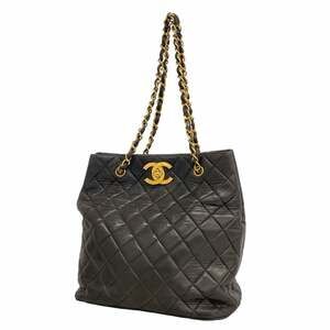 Chanel Tote Bag/Chain Matelassé Large Coco Lambskin Black Women's P2482052